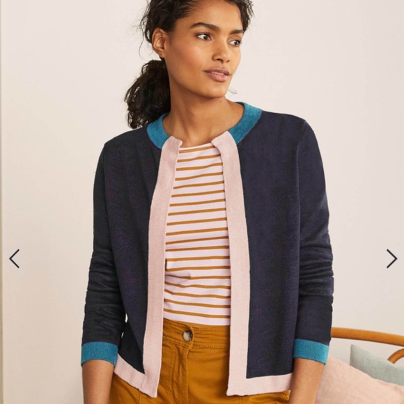 Boden Dalton Linen Cardigan Navy 